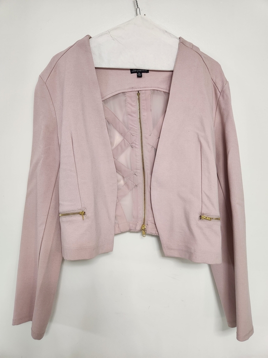 Shinestar Jackets & Blazers - Shinestar Blush Pink Cropped Open-Front Blazer